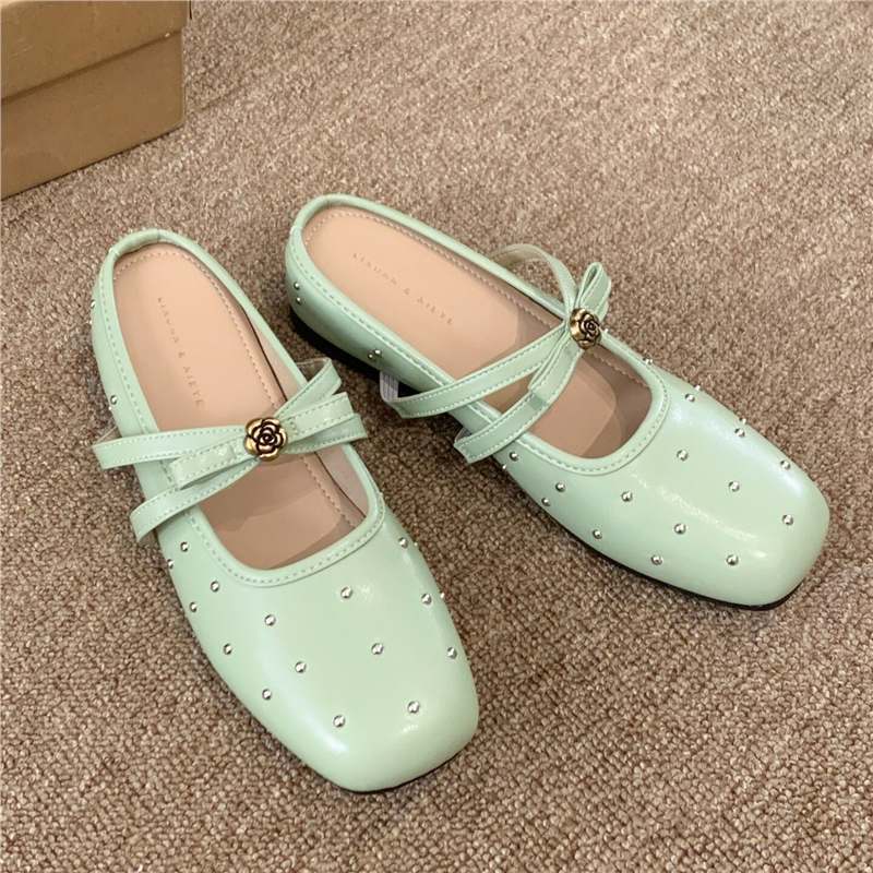Damen elegante Ballerinas mit zierlicher Schleifenverzierung und funkelnden Akzenten R&B