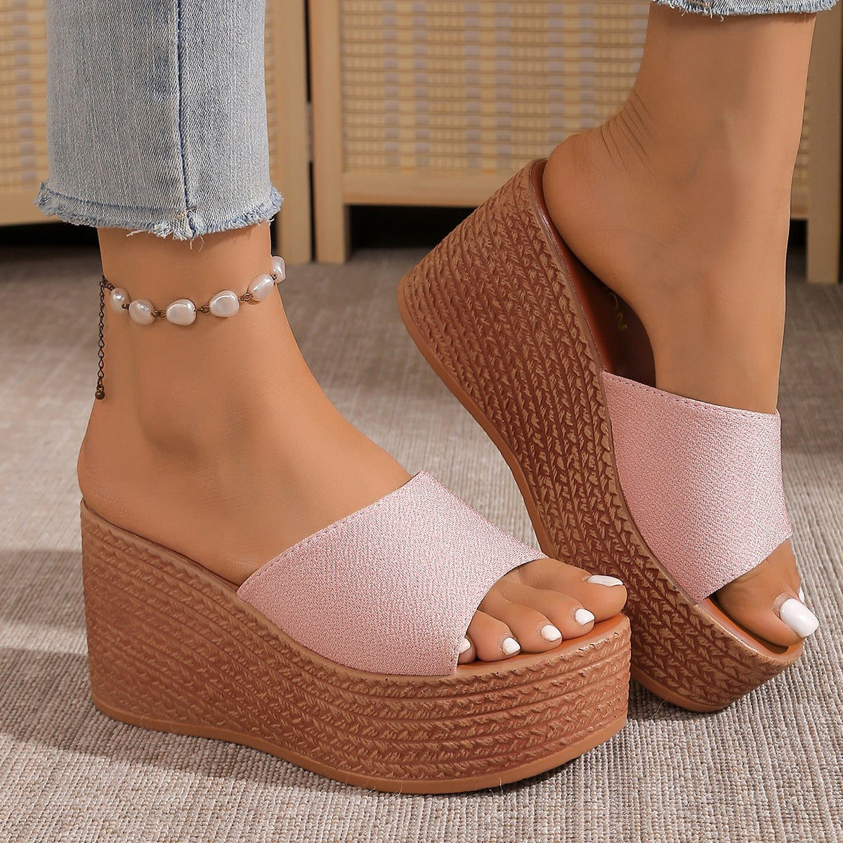Damen Komfortable Plateau-Sandalen mit breitem Obermaterial und rutschfester Sohle