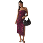 Damen Elegantes Bandeau-Kleid mit floralem Design und asymmetrischem Schnitt R&B