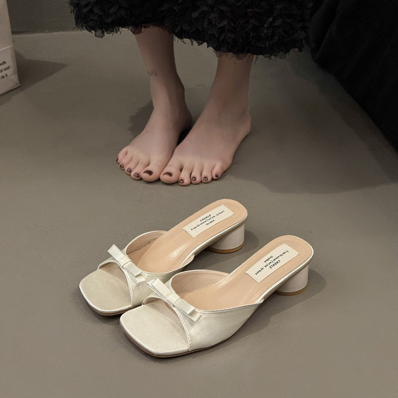 Damen elegante Mules mit dekorativem Schleifenelement und komfortablem Blockabsatz R&B