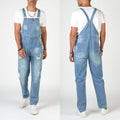 Herren Jeans-Latzhose aus gewaschenem Denim mit Rissdetails