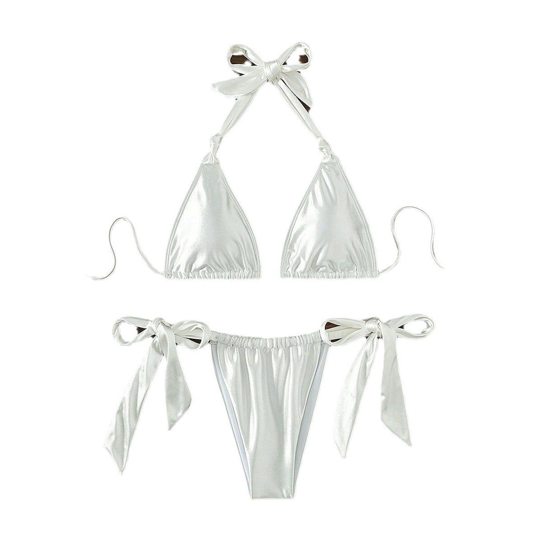 Damen Stilvoller Triangel-Bikini mit Schleifen-Details R&B
