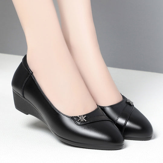Damen elegante Wedge-Pumps mit modischem Riemchen und bequemem Fußbett R&B