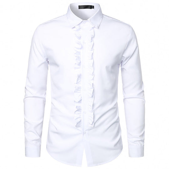 Herren elegantes Rüschenhemd mit modernem Schnitt R&B