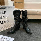 Damen Western-Stiefel mit eleganter Raffung und Absatz R&B