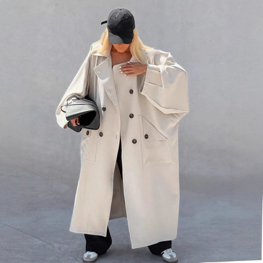 Damen Oversized Trenchcoat mit kreativem Schnitt und einzigartigen Details R&B