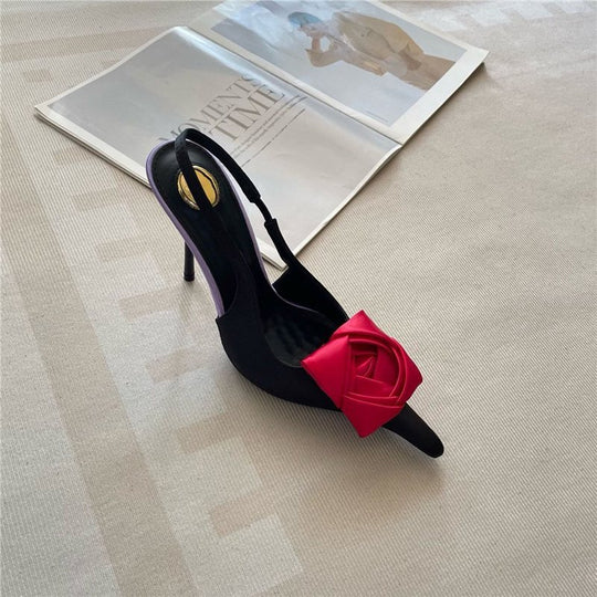 Damen elegante Slingback Pumps mit raffiniertem Blumendetail R&B