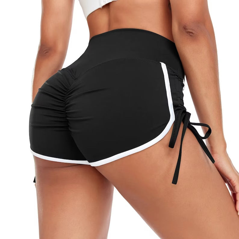 Damen Sportliche High-Waist Shorts mit seitlichem Rüschendetail R&B