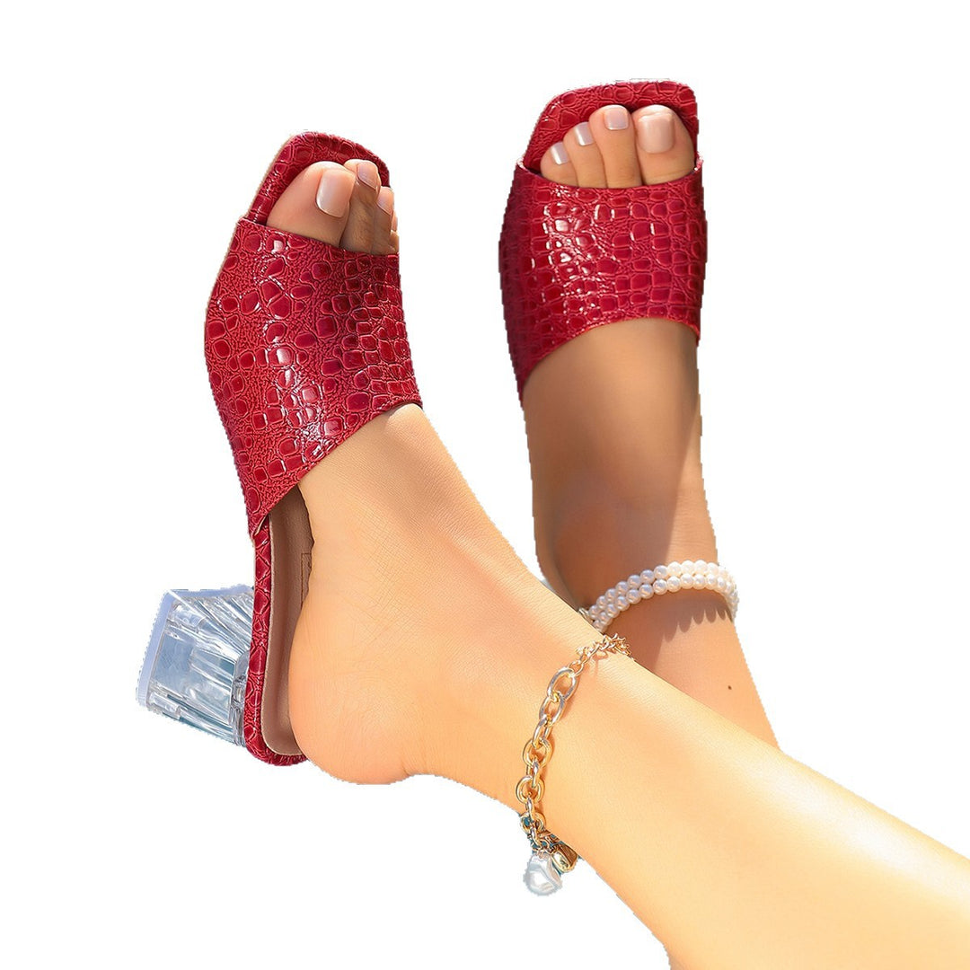 Damen elegante Slipper mit transparentem Blockabsatz R&B