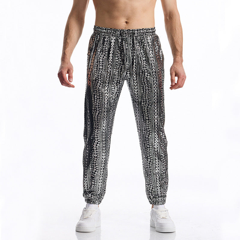 Herren Glamouröse Pailletten-Jogginghose R&B