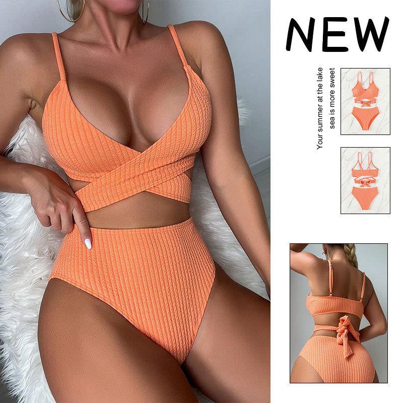 Damen Hochtailliertes Bikini-Set mit raffiniertem Wickeldesign