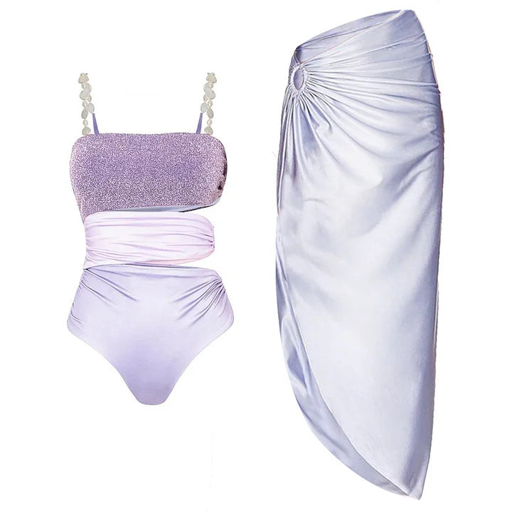 Damen Badeanzug mit elegantem Wickelrock R&B
