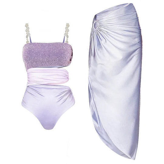 Damen Badeanzug mit elegantem Wickelrock R&B