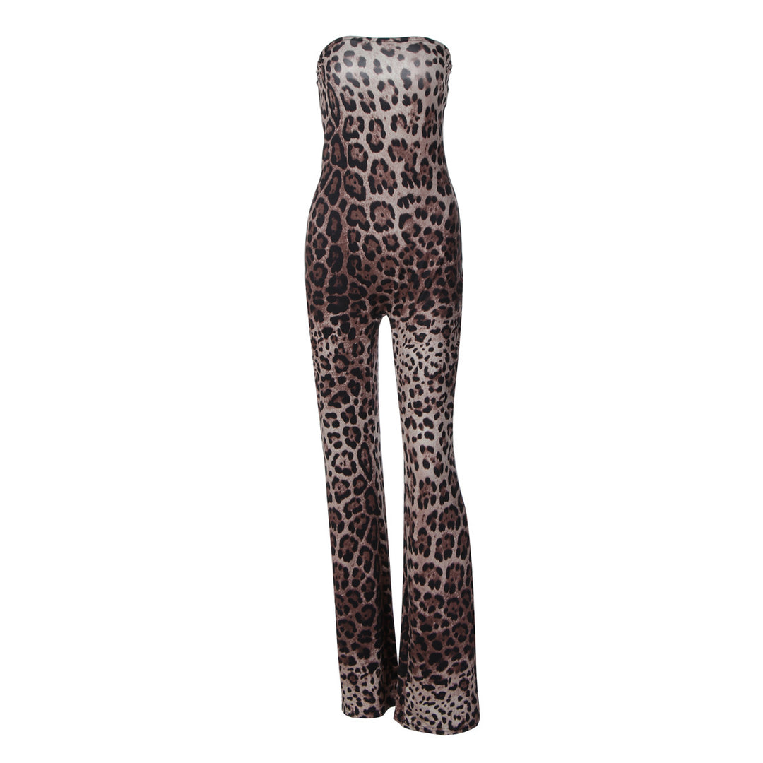 Damen Modischer All-in-One Jumpsuit mit Leopardenmuster und Raffinierter Passform R&B