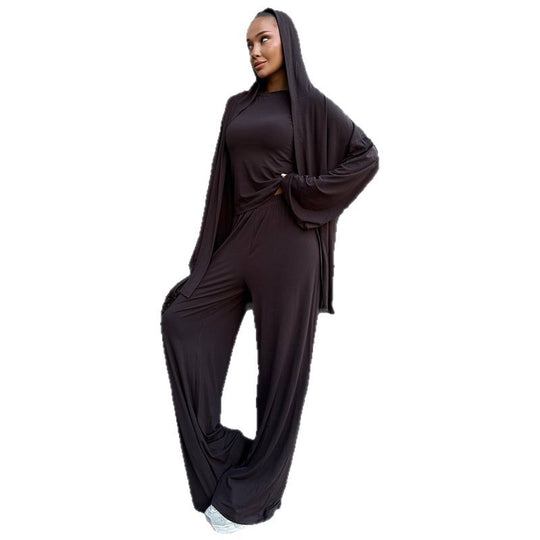 Damen elegante Loungewear-Kombination mit Kapuze und weitem Schnitt R&B