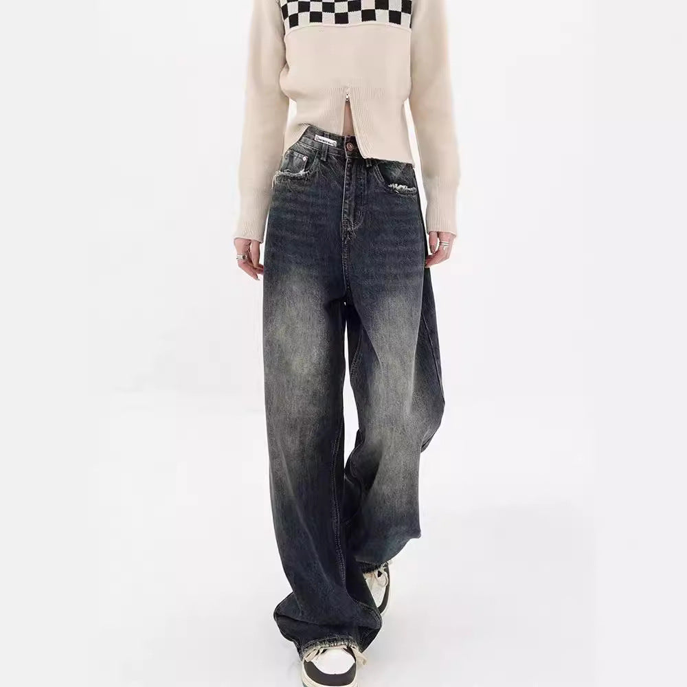 Damen Weite Baggy-Jeans mit authentischem Used-Look R&B