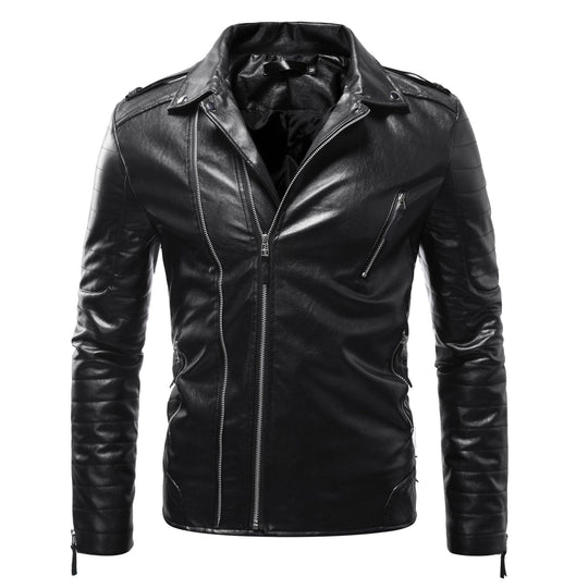 Herren Leder Bikerjacke mit Taschen