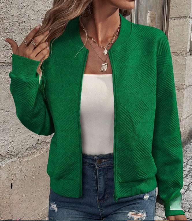 Damen lässige Zip-Jacke mit strukturiertem Design R&B