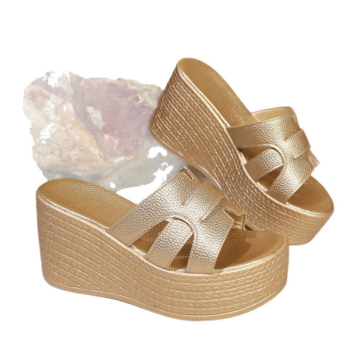 Damen Plateauschuhe mit modischen Riemen und rutschfester Sohle