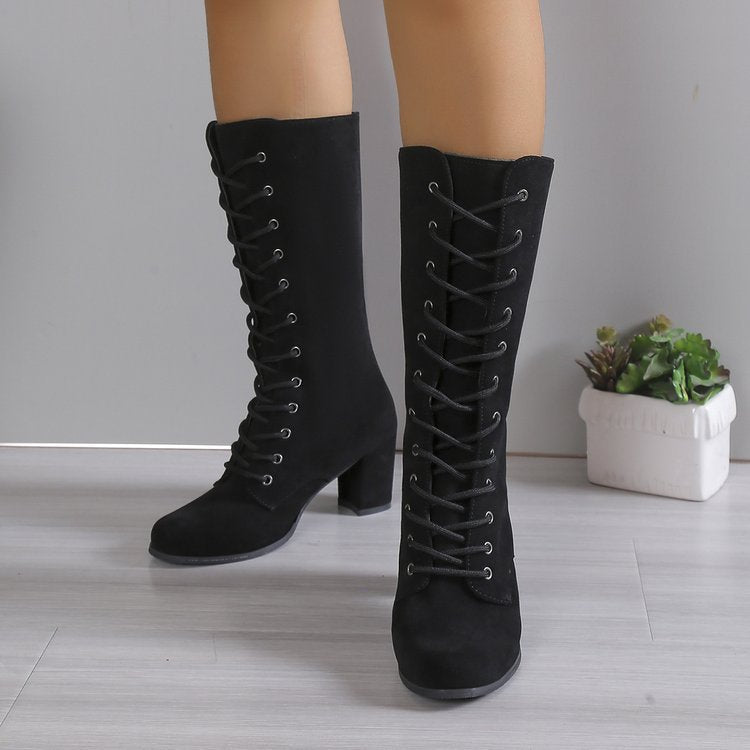 Damen Elegante Schnürstiefel mit hohem Absatz und modischem Design R&B