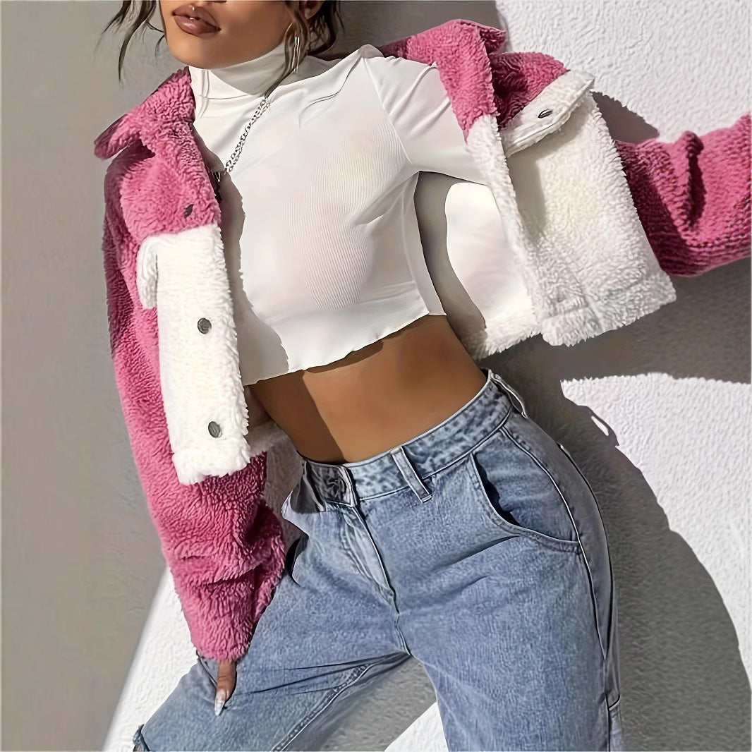 Damen Fleecejacke im Oversize-Stil mit Taschen