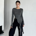 Damen Longsleeve mit asymmetrischer Raffung und figurumspielendem Design