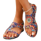 Damen Modische Riemchen-Sandalen mit elegantem Paisley-Muster und verstellbarem Riemen R&B