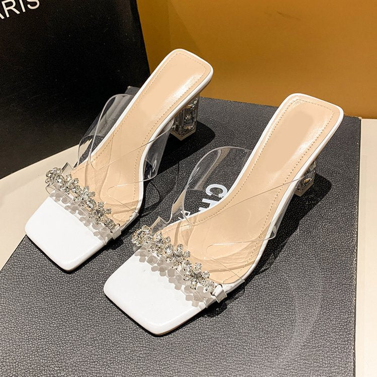 Damen transparente Slingback-Pumps mit funkelnden Strassdetails R&B