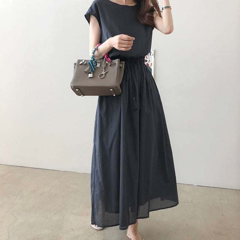 Damen Maxikleid mit tailliertem Bund R&B