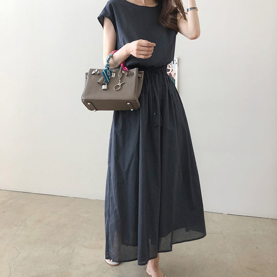 Damen Maxikleid mit tailliertem Bund R&B