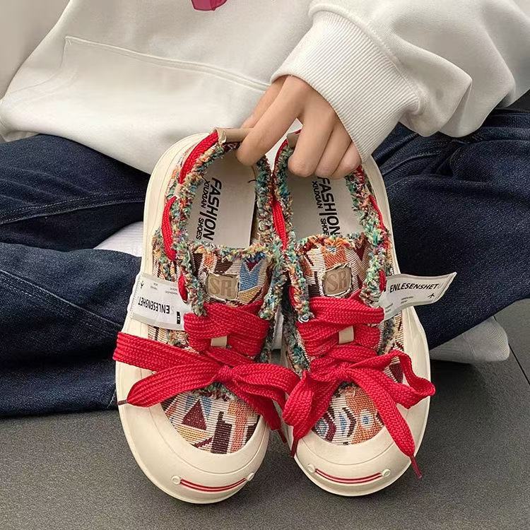 Damen modische Sneaker mit gefransten Details und auffälligem Schnürsystem R&B