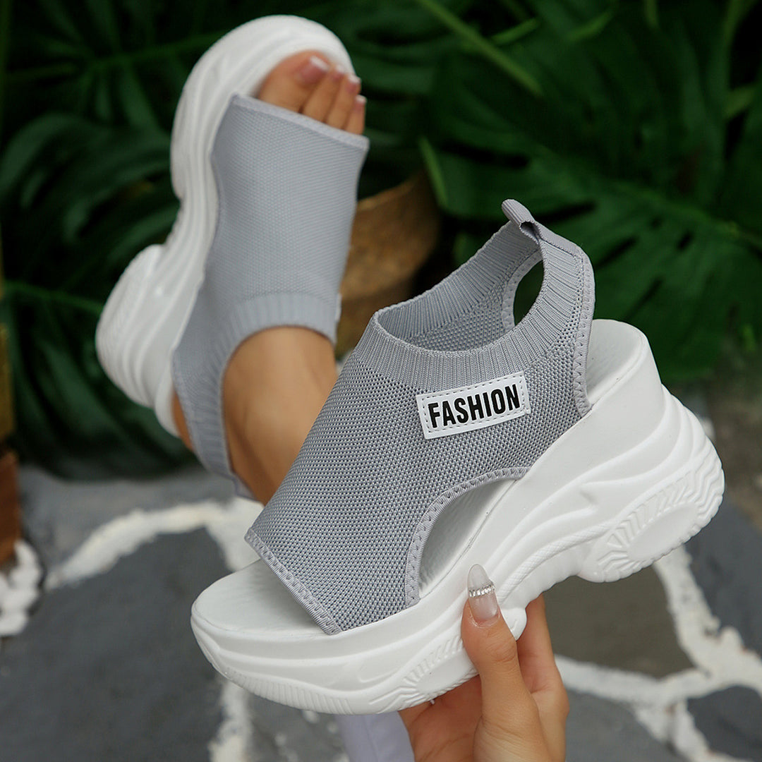 Damen Komfortable und modische Riemchen-Sandalen mit Plateau-Rand R&B
