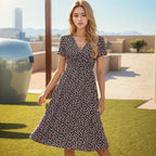 Damen Midi-Kleid mit floralem Muster und elegantem V-Ausschnitt R&B
