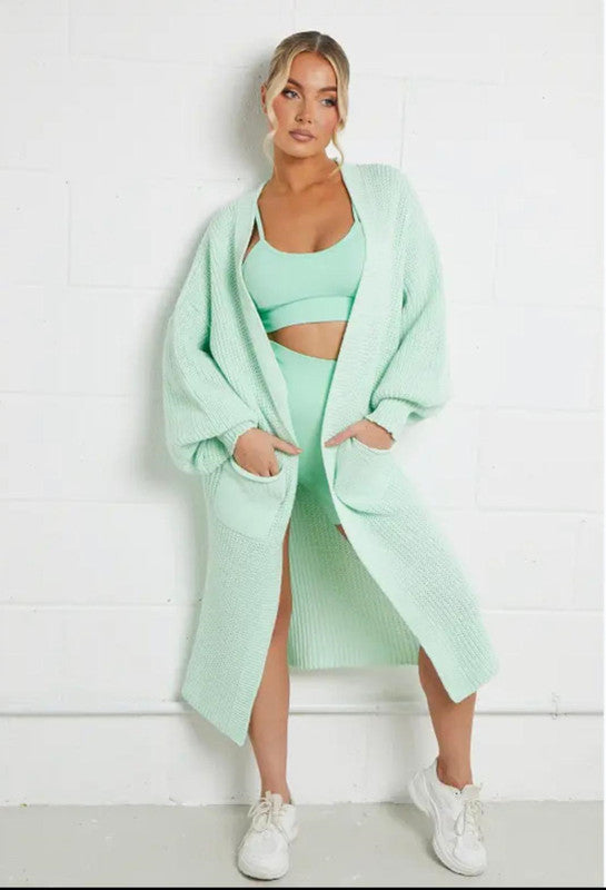 Damen Langstrickjacke mit grober Maschenstruktur und praktischen Taschen R&B