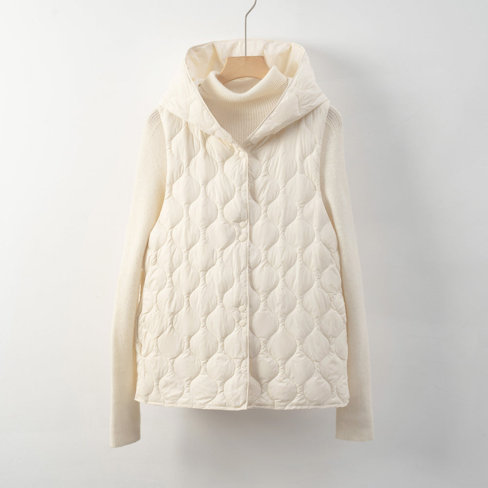 Damen gesteppte Weste mit versteckter Kapuze und weichem Innenfutter R&B