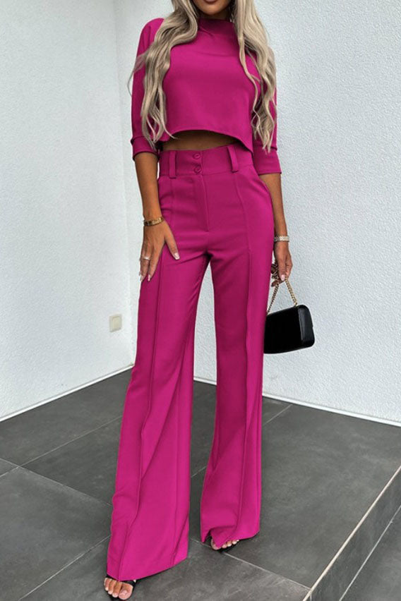 R&B | Ärmel Pullover Weitbeinige Hosen Geschäftliche Freizeit Outfits Satz