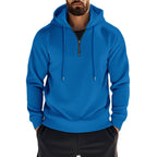 Herren Sportlicher Kapuzenpullover mit kurzem Reißverschluss und atmungsaktiven Einsätzen R&B