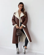 R&B | Plüschgefütterter Langer Shearling-Mantel
