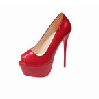 Damen Peeptoe High Heels mit Plattform und hohem Stiletto-Absatz R&B