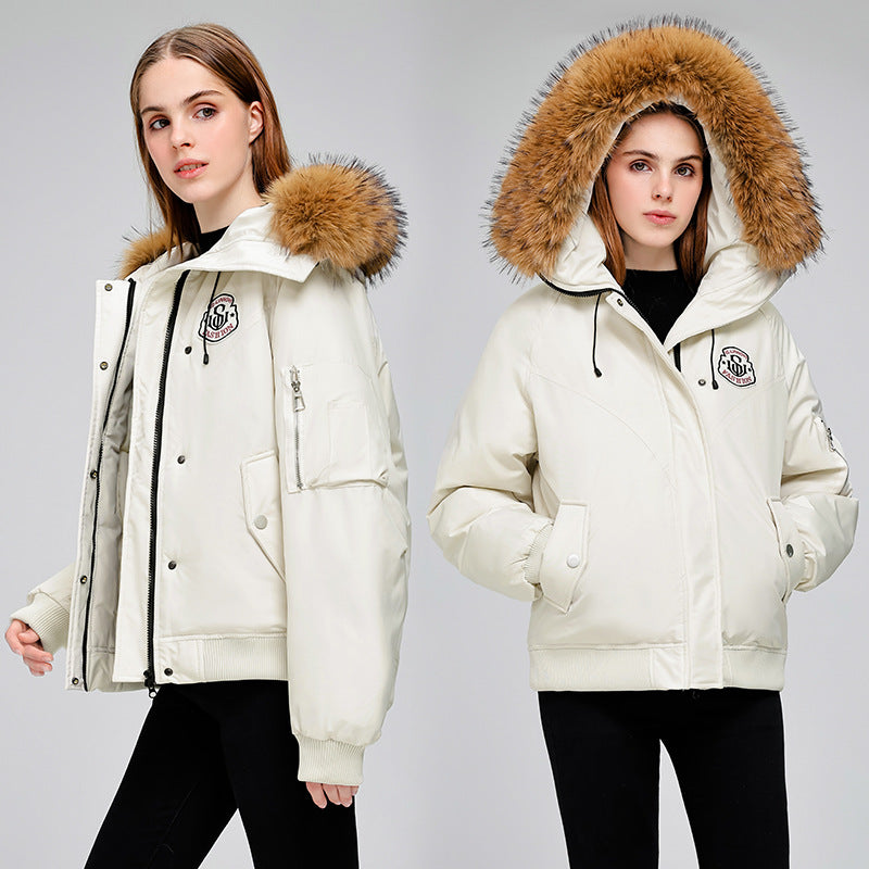Damen Sportliche Pufferjacke mit abnehmbarem Kunstfellkragen und praktischen Taschen R&B