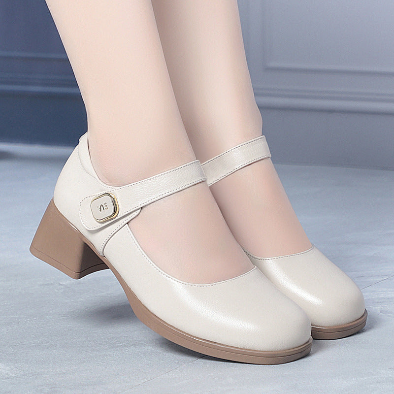 Damen Elegante Mary Jane Schuhe mit modischem Riemen und bequemem Blockabsatz R&B