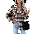 Damen Karierte Overshirt Jacke R&B
