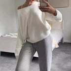 Damen Oversized Strickpullover mit schulterfreiem Design R&B
