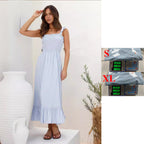 Damen Maxikleid mit verspieltem Rüschensaum und elastischem Oberteil EB