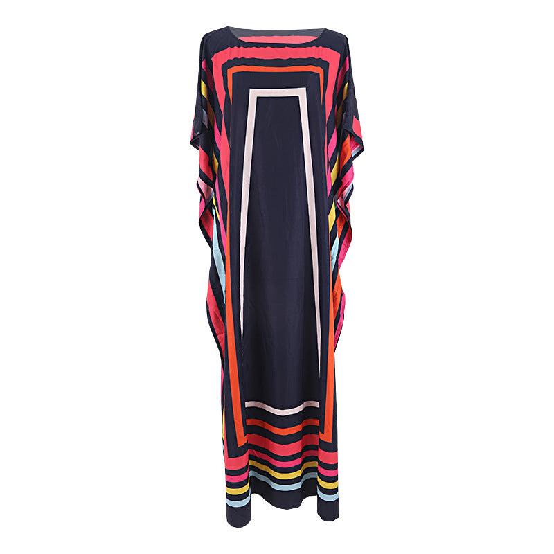 Damen Maxirobe mit buntem Grafikdesign Heidi Mode