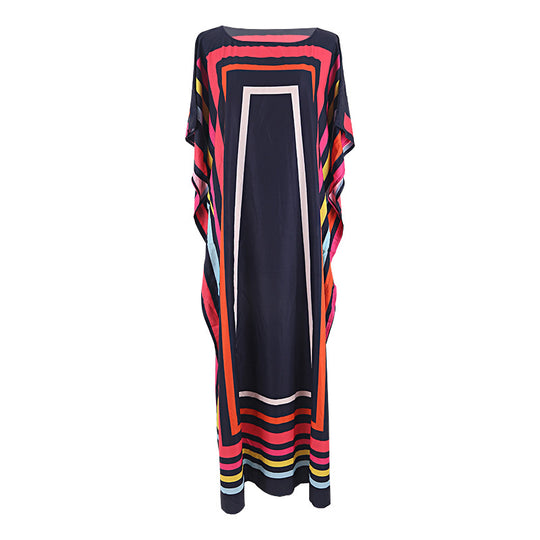 Damen Maxirobe mit buntem Grafikdesign Heidi Mode
