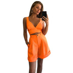 Damen Crop-Top und Shorts Set R&B