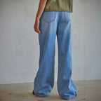 Damen Weit geschnittene Jeans im Vintage-Stil mit hohem Bund und eleganten Nähten R&B