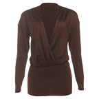 Damen elegantes Oberteil mit elegantem V-Ausschnitt und lockerer Passform R&B