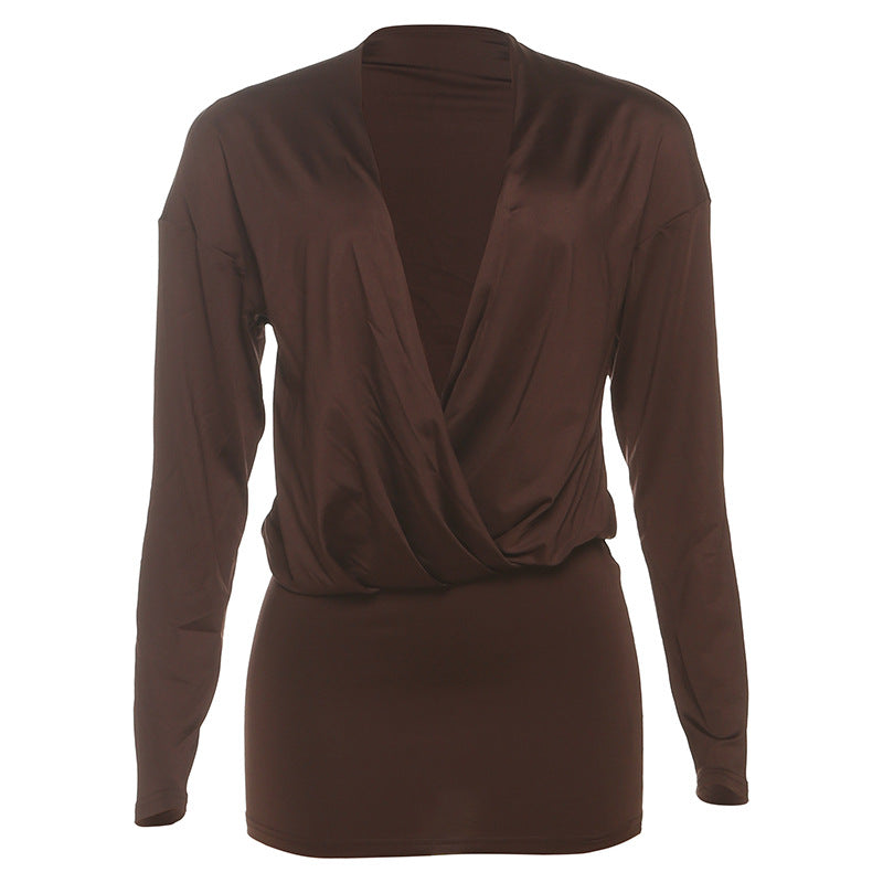 Damen elegantes Oberteil mit elegantem V-Ausschnitt und lockerer Passform R&B